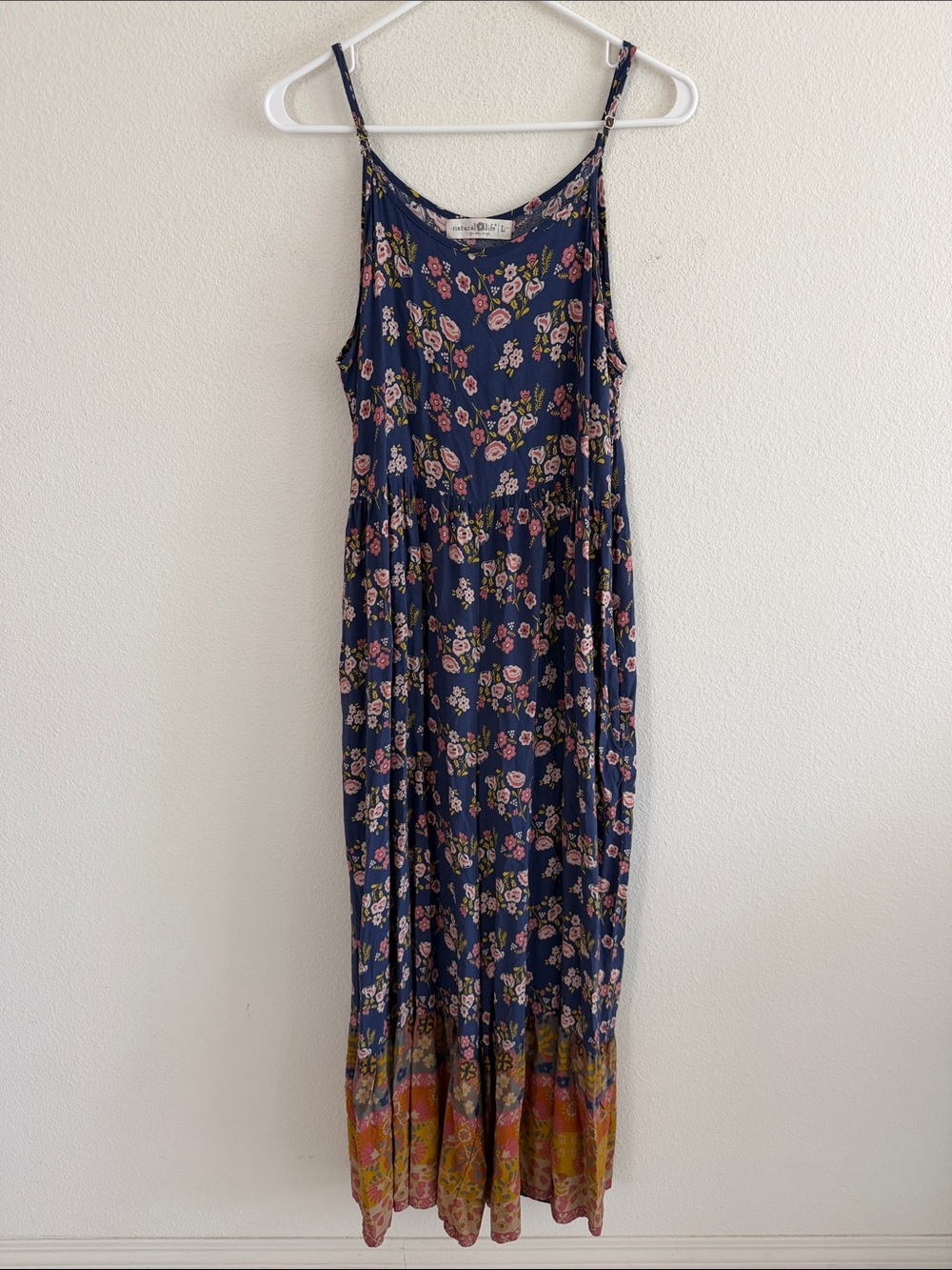 Natural Life Flare Leg Floral Multi Color Sleeveless Jumpsuit Boho Cottagecore